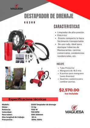 DESTAPADOR DE TUBERIAS MAQUESA