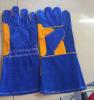 Guantes (par) de cuero azul, manga larga 14 Pulg. para mecánico soldador.