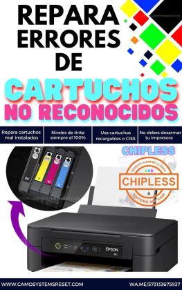 Chipless Chip virtual, repara error de cartuchos no reconocidos o mal instalador en Epson
