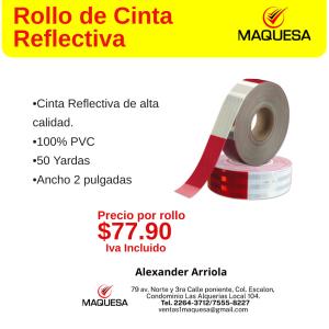 Cinta Reflectiva rojo y blanco rollo de 50 Ydas. 100% PVC de excelente calidad